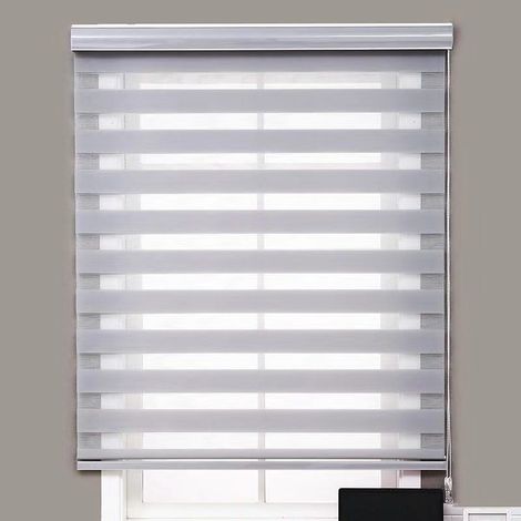 Persianas venecianas sin taladrar, cortinas opacas impermeables de doble capa para baño, balcón o dormitorio, 100x150 cm, color gris, fáciles de instalar