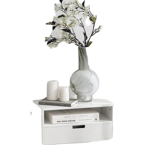 Comodino, design moderno, soluzione salvaspazio, BIANCO (1/2)