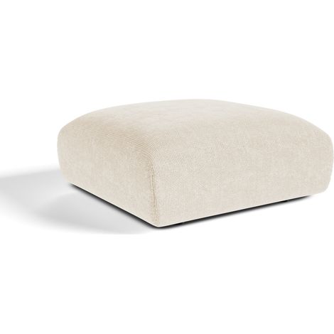 Pouf en velours chenillé crème (1/5)