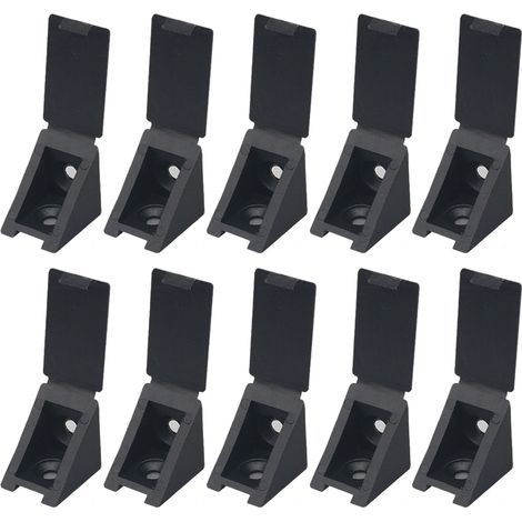 10x taquet d'assemblage plastique noir équerre renfort ferrure fixation étagère meuble placard tiroir (1/5)