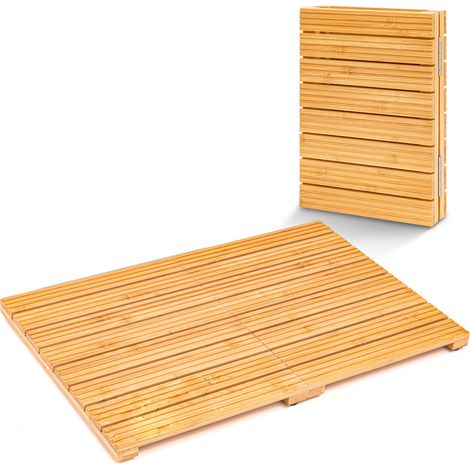 SereneLife Bambus-Badematte 60x40cm, faltbar, Gumminoppen, Natur (1/5)