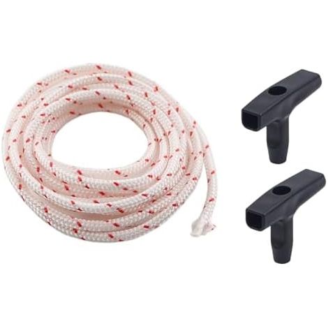 Starterseil Rasenmäher,10-Meter Seilzugstarter Seilzug Zugseil,Starter Seil 3.5mm Rückstoßstarterseil,Schnur with 2 Griff Ersatz Zubehör,for Wäschespinne,Kettensäge Ziehen,Bürstenschneider (1)