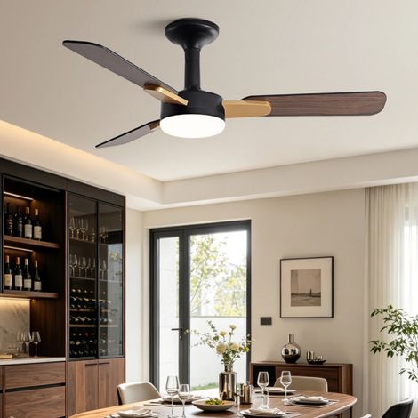 Ventilateur Plafond LED 106 cm avec Télécommande, Éclairage Dimmable, 6 Vitesses, Minuterie et Fonction Réversible pour Salon et Chambre (1/5)