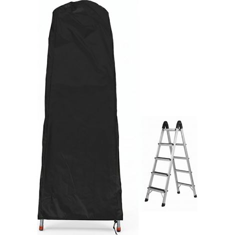Funda plegable para escalera, 154 x 50 x 6,5 cm, funda protectora, impermeable, resistente al viento, a los rayos UV y al polvo, tejido Oxford, universal, duradera, con cordón ajustable, color negro. (1/5)