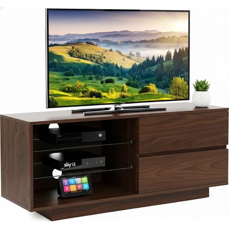 Centurion Supports Gallus Premium High Gloss Walnut with 2-Walnut Drawers & 3-Shelf 32"-55" LED/ OLED / LCD TV Cabinet - FULLY ASSEMBLED (1/5)
