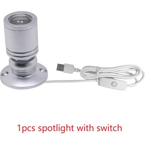 (1 Sans interrupteur - 3 W, boîtier noir - FR - 3000 K) Mini spot LED USB 5 V pour vitrine, garage, maquette de voiture, exposition, décoration de vitrine en verre 1 W 3 W (1/5)