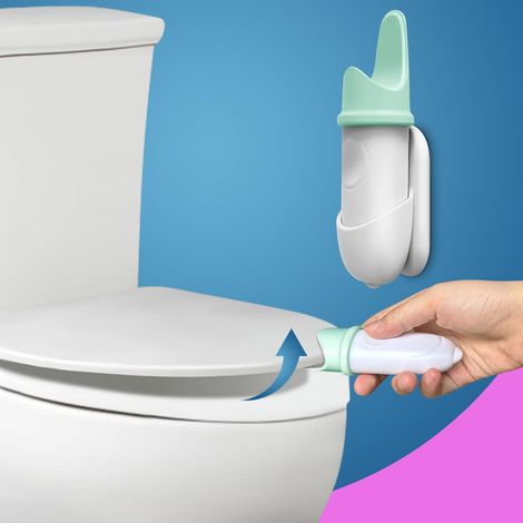 Poignée innovante pour abattant de toilettes - Ergonomique et hygiénique, sans contact, facile à utiliser, accessoire de salle de bain pour la maison, l'hôtel, le bureau, ouvre-abattant compact et ver (1/5)