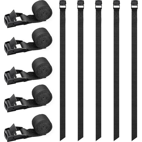 Lot de 10 Sangles d'arrimage Courtes de 50 cm pour Porte-vélos, avec Boucle de Serrage, Petites Sangles d'arrimage, pour vélo, Diable, Moto, Bagages (1/5)