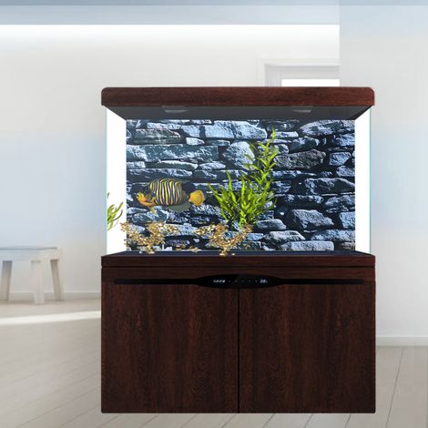 Poster de fond décoratif en pierre, autocollant en PVC, image de paysage pour aquarium. (1/5)