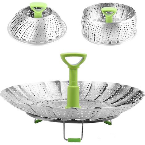 Panier à légumes pliable en acier inoxydable pour cuiseur vapeur (13 à 23 cm) (1/5)