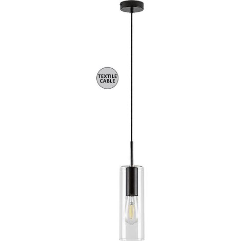 Rabalux 72049 Hängeleuchte ESTA E27 1x max.40W Metall mattschwarz, Glas transparent H:150cm Ø9cm dimmbar (1/5)