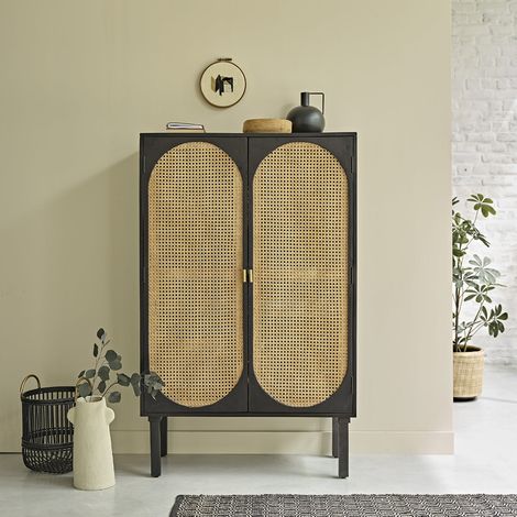 Armoire en mindi massif et cannage