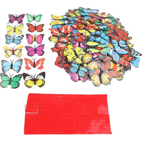 200 autocollants papillons 3D PVC adhésifs et amovibles pour décoration murale chambre salon fête, lot de 200 pièces 7cm (1/5)