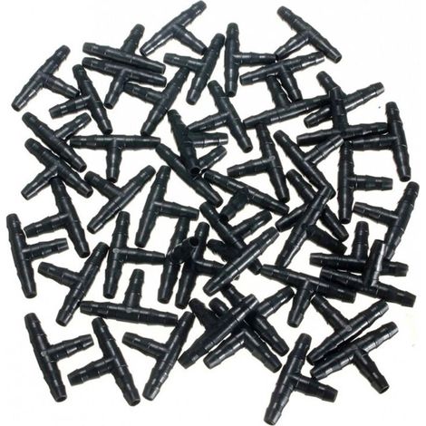 SABIR 100 Pcs Tee Raccord de Tuyau 4/7mm- T Raccord Connecteur PVC d'arrosage (1/5)