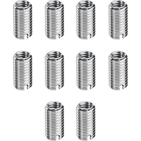 10 Pièces Insert Fileté M8/M10, Insert de Filetage Autotaraudeur, Écrous à Visser M8 x 1,25 mm Femelle, M10 x 1,5 mm Mâle, 12mm Long, Kit de Réparation de Filetage pour Maintenance Matérielle