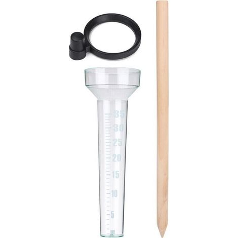 Type Simple Pluviomètre,Outils De Technicien Agricole Record D'observation De Pluie,Tasse À Mesurer en Plastique De Picoseconde avec Le Petit Bâton en Bois (1/4)