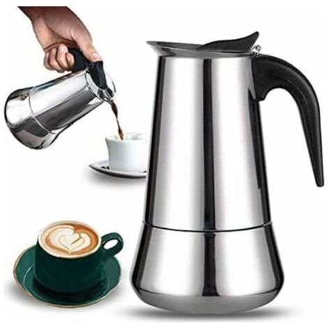 LAN Cafetière italienne, 2 tasses en acier inoxydable compatible avec tous les types de lampes, 100ml (1/5)