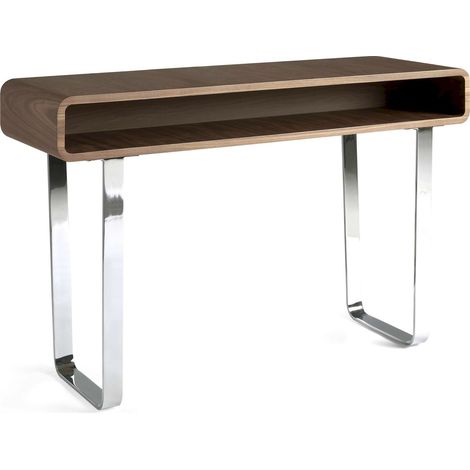 Console bois naturel pieds acier chromé - Marron