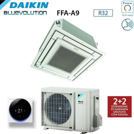Daikin Vollflach-Kassetten-Klimagerät 21000 BTU FFA60A9 + RZAG60A R-32 Wi-Fi Optional mit Drahtsteuerung und Grill enthalten Madoka Weiß BRC1H52W,Italien 2+2