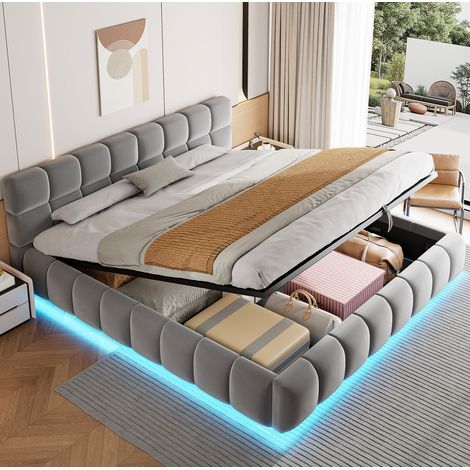 Bett Doppelbett 180x200 mit Stauraum Grau OKMYHOME (1/5)