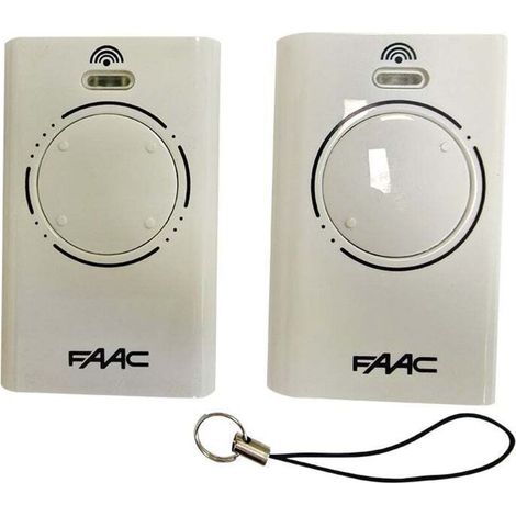 Confezione da 2 telecomandi FAAC XT2 a 2 canali da 433 MHz, bianchi, trasmettitore originale Rolling Code SLH LR