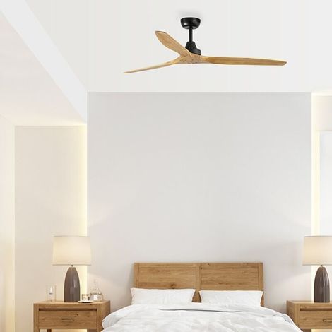 Ventilatore da soffitto nero Ø152 – 3 pale in legno – Motore DC silenzioso – Telecomando a 6 velocità – Funzione estate/inverno – (1/5)
