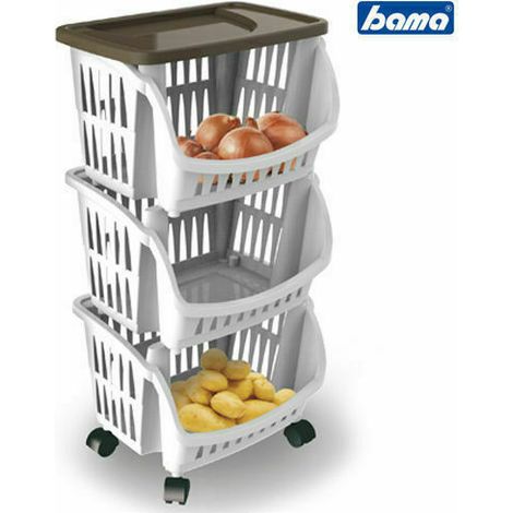 Carrello cucinotto bama tidy giallo da assemblare 3 ripiani e rotelle 37x37x65cm