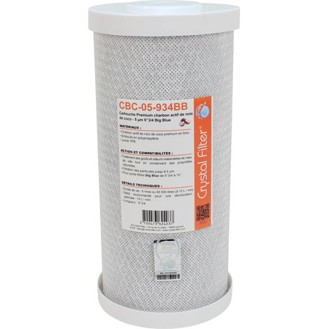 Cartouche Crystal Filter® CBC-05-934BB Premium charbon actif 9''3/4 Big Blue - 5 µm (1/3)