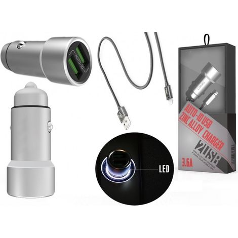 Kit Alimenter 2 Usb Adacter 3.6a Cavo 12v 220v Iphone 5 5s 6 6s 7