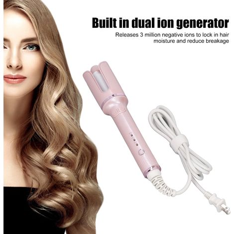 Fer à friser ion négatif 54W, 3 niveaux de température, arrêt automatique, lisseur boucleur pour femmes, fiche américaine 110-240V, rose (1/5)