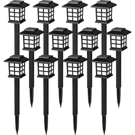 Set mit 12 wasserdichten Solarleuchten für den Außenbereich, geeignet für Wege, Einfahrten und Gehwege (warmweiß) (1/5)