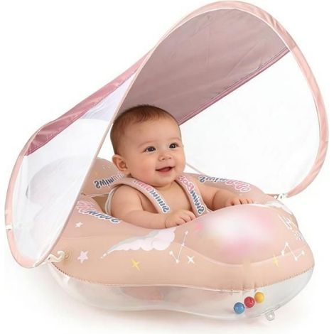 Bouée Bébé, Bouée Bébé Piscine avec Pare Soleil, Piscine Empêcher Le Retournement Flotteur de Piscine pour Bébés de 6 à 30 Mois
