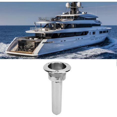 Porte-gobelet 2 en 1 pour bateau, canne à pêche, structure robuste en acier inoxydable, couvercle rond de 280 mm, pour yacht ou navire, angle d'inclinaison de 30 degrés (1/5)