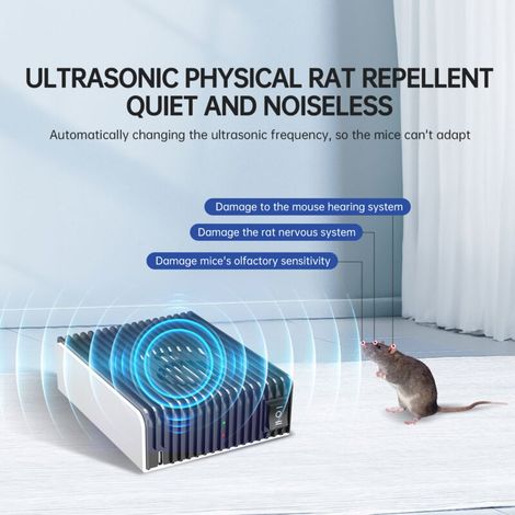Répulsif anti-rongeurs à ultrasons pour l'intérieur, répulsif antiparasitaire pour souris, dissuasion des souris, contrôle des rats, élimination des chauves-souris pour la maison, le grenier, le garag (1/4)