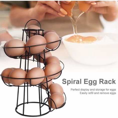 Distributeur Oeuf Spirale Rangement Contient Environ 30-36 Oeufs, Support À Oeufs Peut Ranger Et Marquer Dans L'ordre - Noir (1/5)