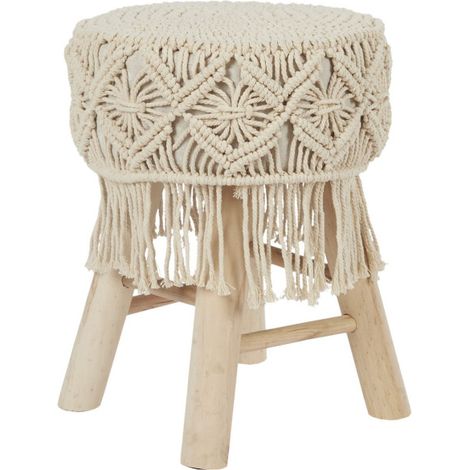 Tabouret Déco "Boho" 42cm Beige (1/3)