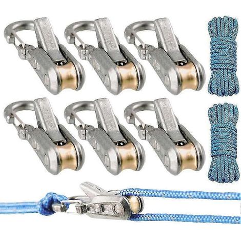 Lot de 6 tendeurs de corde pour paracorde - Outil de verrouillage sans nœud avec enrouleur et boucle de réglage, compatible avec le camping et la navigation de plaisance. (1/5)
