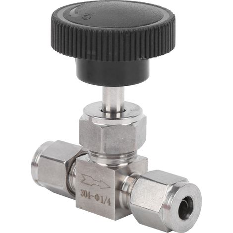 304 Edelstahlventil, 2-Wege-Hochdruck-Nadelventil zur Durchflussregelung für Wasser, Gas und Flüssigkeiten, Ф1/4 (1/5)