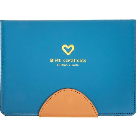 Étui en cuir pour certificat de naissance, protège-documents en cuir, pochette pour certificat de naissance-22x16.4cm-Blue (1/4)
