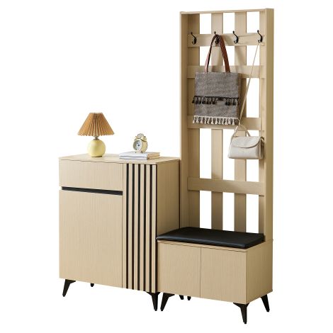 Set combinato: armadio moderno con panca e credenza/scarpiera – Elegante soluzione per riporre oggetti in ingresso, soggiorno e camera da letto. [VECCHIO CODICE ARTICOLO: GL3627N] (1/5)