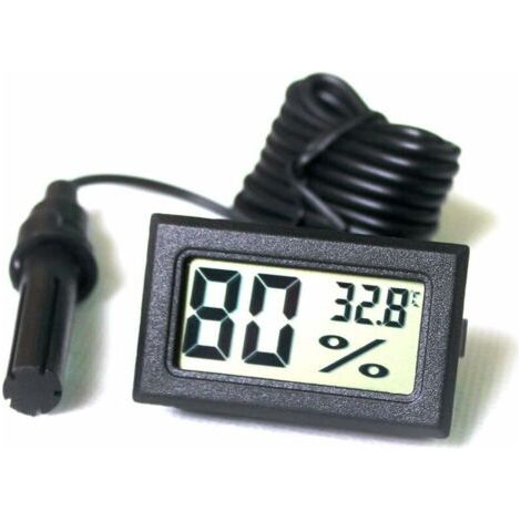 QORVA-Tuner Numérique Intégré Thermomètre Hygromètre avec Sonde Externe pour Couveuse Aquarium Volaille Reptile (Noir)