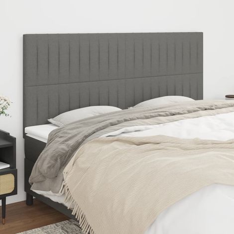 4 pcs Têtes de lit pour lit adulte, Tableau décoratif de chevet élégante Gris foncé 100x5x78/88 cm Tissu CDE36870 (1/5)
