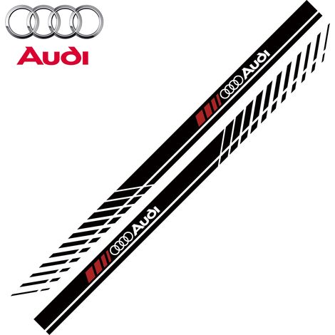 (AUDI NOIR) Emblème de voiture, autocollant décoratif latéral pour aile, compatible avec Audi Quattro RS Sline A2 A3 A4 A5 A6 A7 A8 Q2 Q3 Q4 Q5 Q6 Q7 Q8 (1/4)