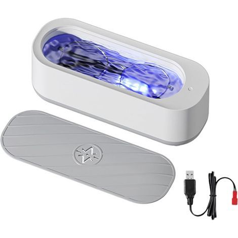 300 ml Nettoyeur à ultrasons, Machine de nettoyage sonique avec lumière UV, vibrations haute fréquence 45 kHz, Alimenté par batterie(non inclus) (1/5)
