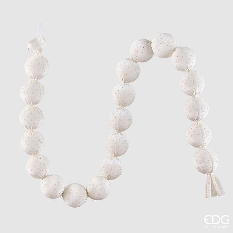 EDG Enzo De Gasperi Festone Natalizio 20 Palle Brillanti Avorio Ø8 cm L180 cm – Decorazione di Natale (1/2)
