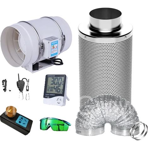 Kit de ventilateur à conduit, télécommande, filtre à charbon, Kit de ventilateur rapide, 6inch 150mm-b (1/2)