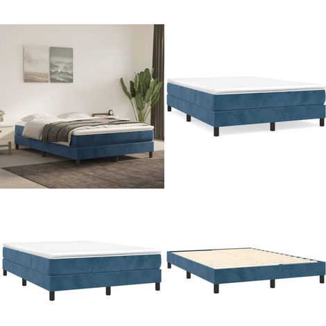Bettgestell ohne Matratze Dunkelblau 140x200 cm Samt - Samtbettwäsche - Doppelbett - Boxspringbett - Lattenrost - Schlafzimmer Dekoration - Home & Living (1/5)