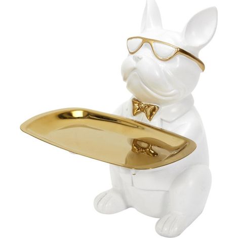 Statuette & Vide-Poche "Bulldog" 21cm Blanc (1/5)