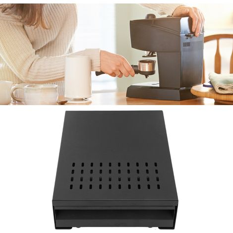 Schubladenförmiger Kaffeesatzbehälter, Kaffeesatzbehälter aus Edelstahl, dickwandig, großes Fassungsvermögen, Kaffeesatzbehälter für Espressomaschinen, schwarz. (1/5)