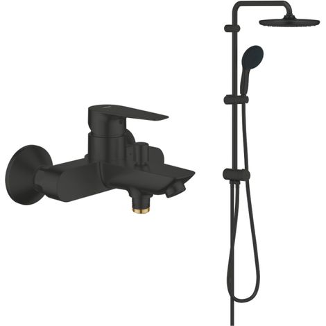 Pack mezclador mecánico para baño/ducha GROHE Start Edge + columna GROHE Vitalio Start 250, negro mate